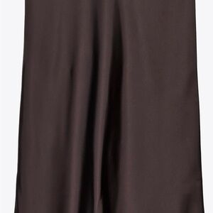 Zara Chocolate Brown Satin Midi Skirt